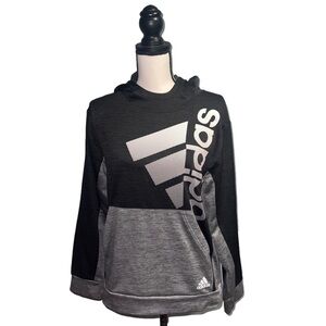 Adidas- Grey and black hooded sweatshirt